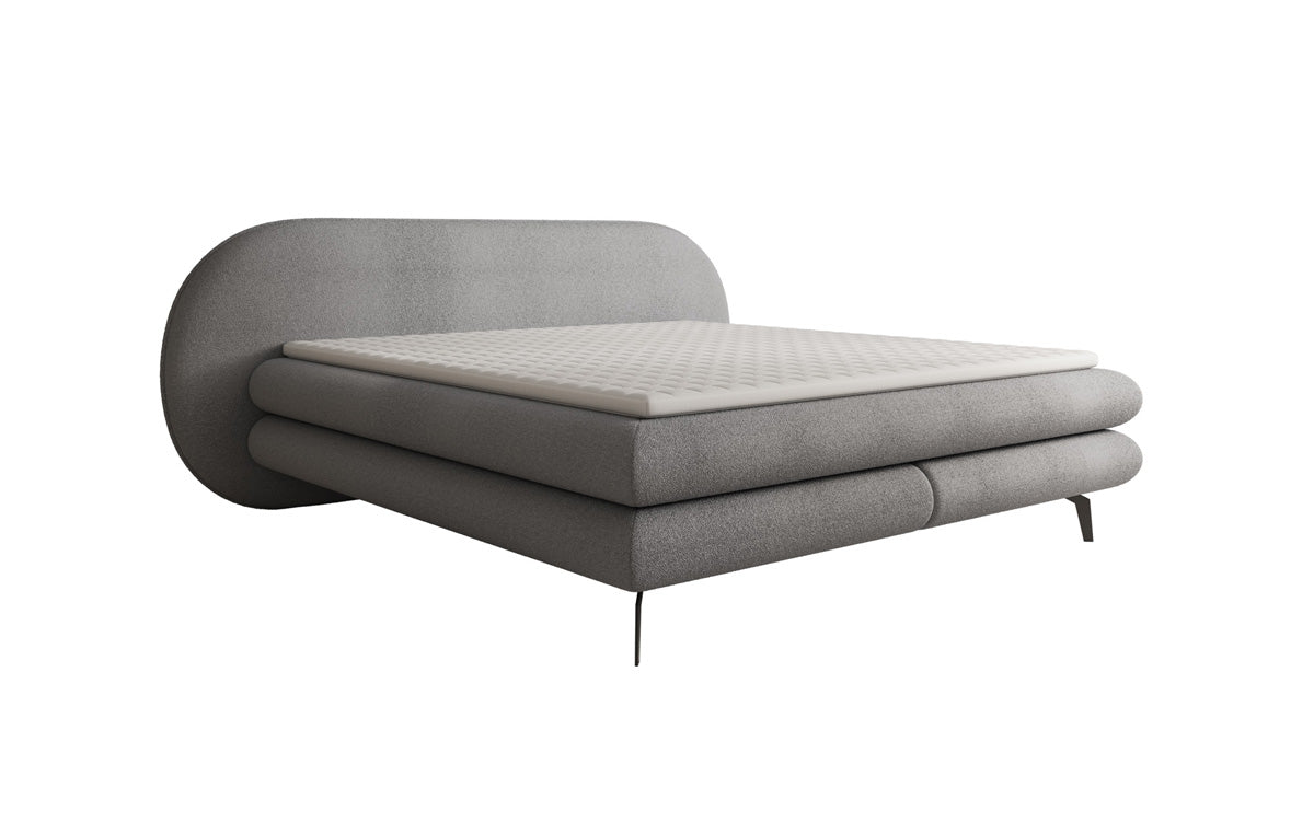 Boxspringbed Marisol met ovale hoofdbord in Bouclé
