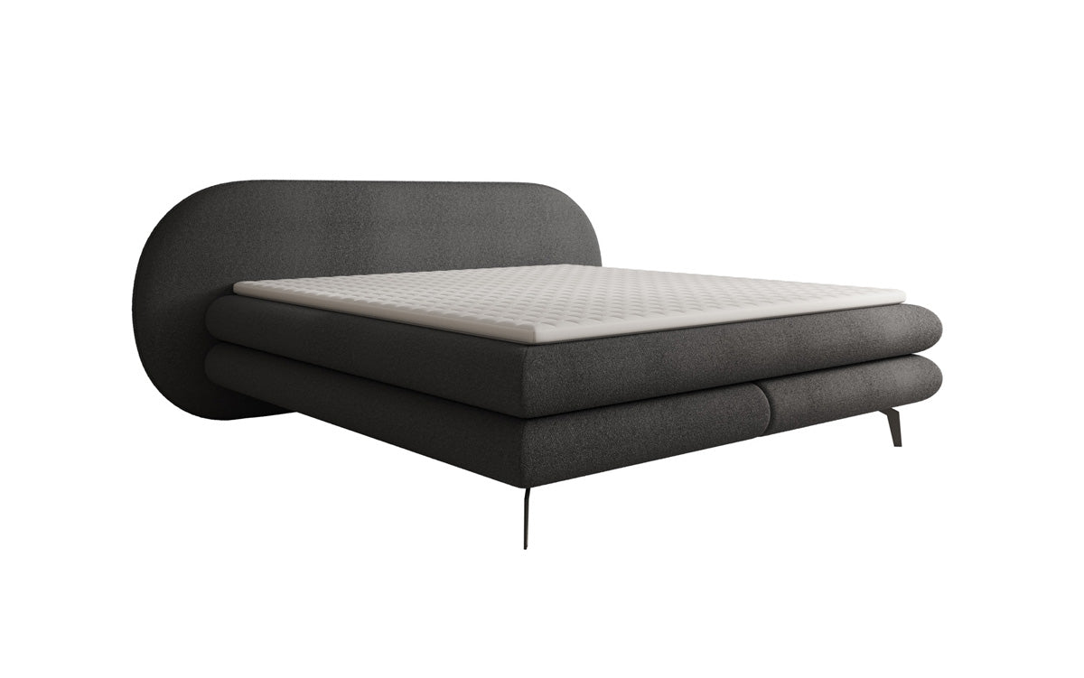 Boxspringbed Marisol met ovale hoofdbord in Bouclé
