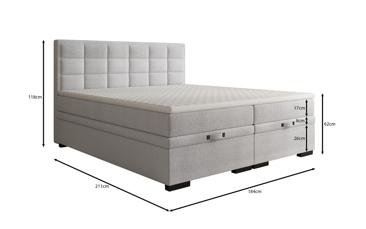 Boxspringbed Alessia met opbergruimte in Teddystof Bouclé