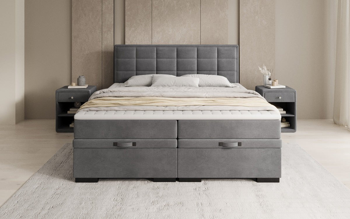 Boxspringbed Alessia met opbergruimte in fluweel