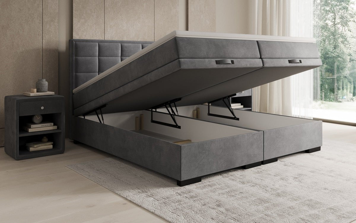 Boxspringbed Alessia met opbergruimte in fluweel