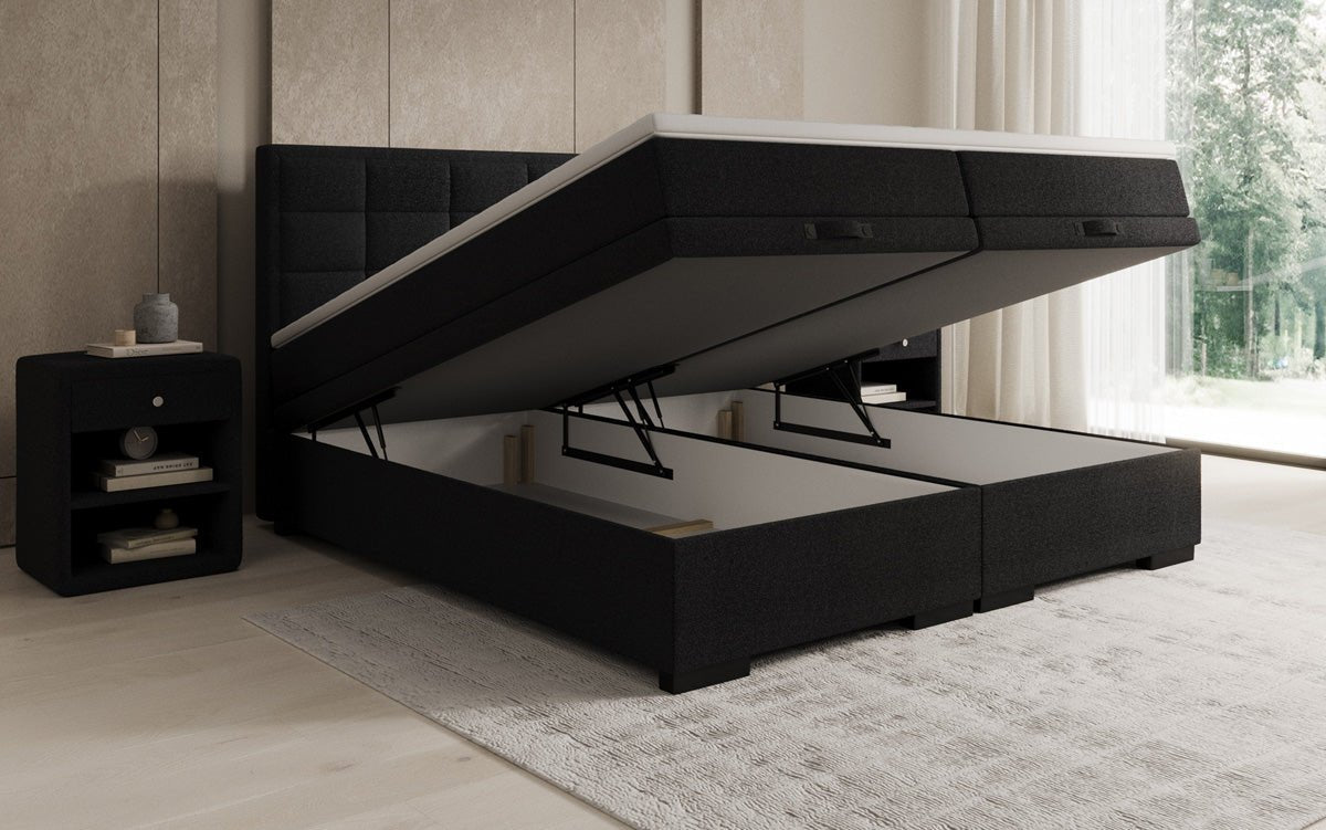 Boxspringbed Alessia met opbergruimte in Teddystof Bouclé