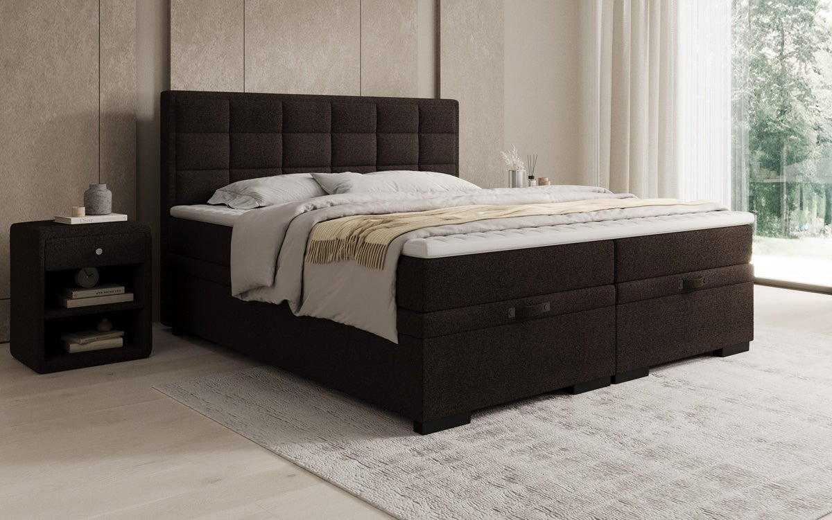 Boxspringbed Alessia met opbergruimte in Teddystof Bouclé