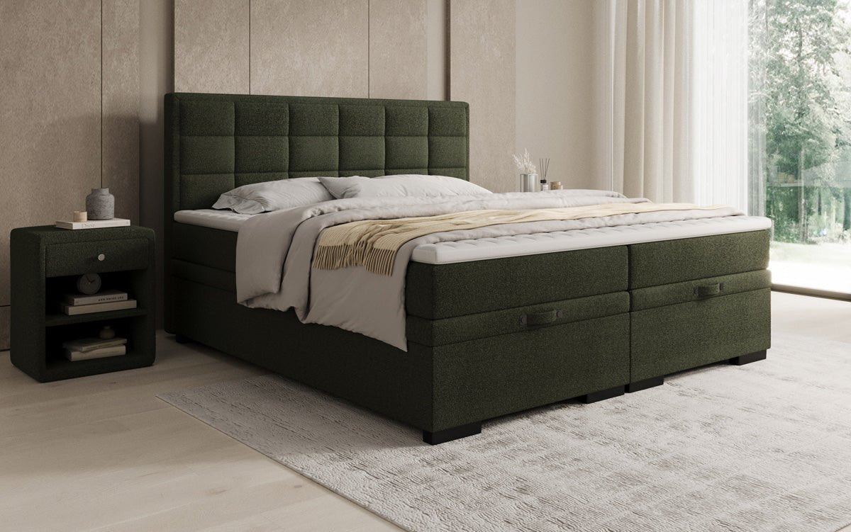 Boxspringbed Alessia met opbergruimte in Teddystof Bouclé