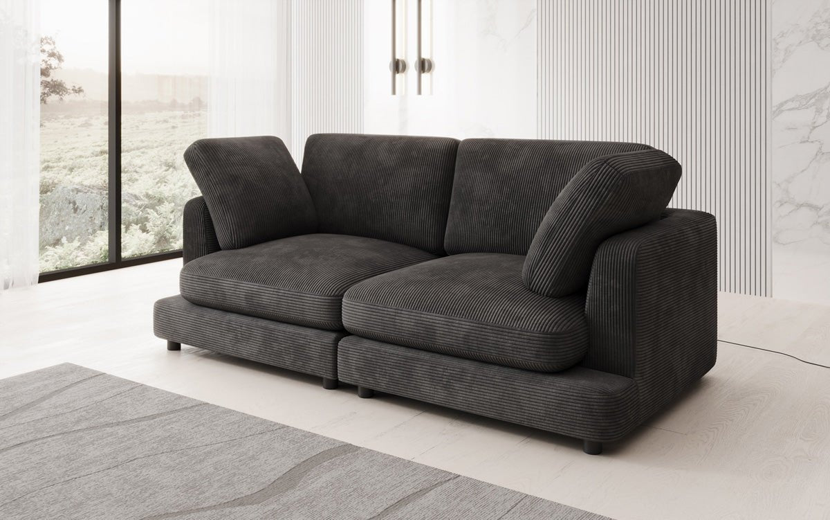 Designer 2-zits bank Thalessa in Ribstof