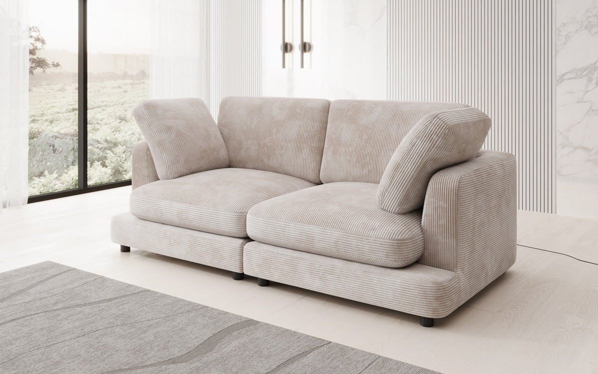 Designer 2-zits bank Thalessa in Ribstof