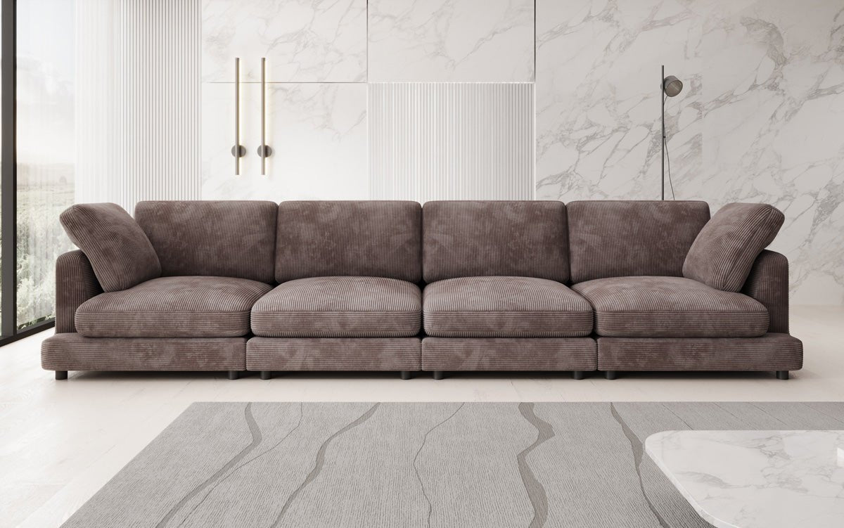 Designer 4-zitsbank Thalessa in Ribstof