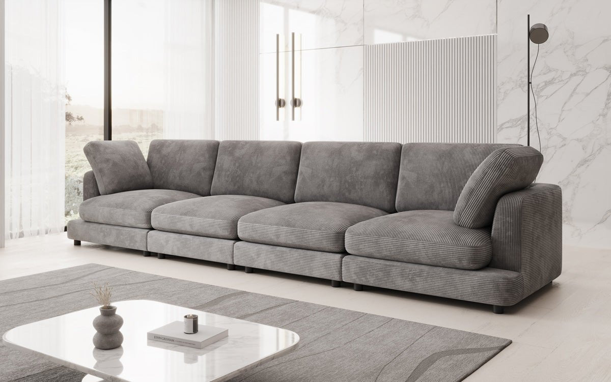 Designer 4-zitsbank Thalessa in Ribstof