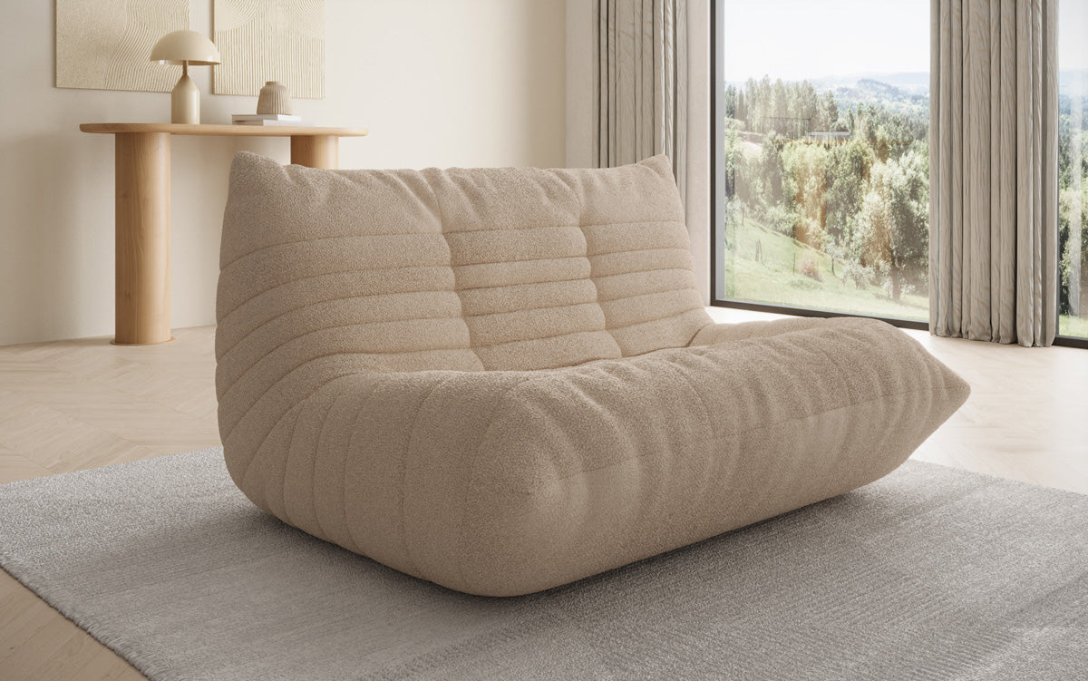 Canapé design 2 places Calmo en Peluche Bouclé