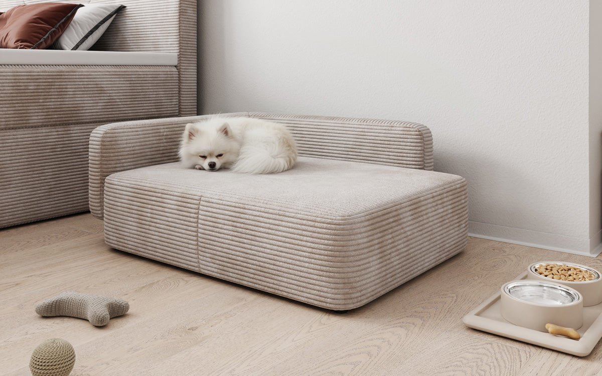Hondenslaapbank BelloCouch 80 × 60 cm in Ribstof