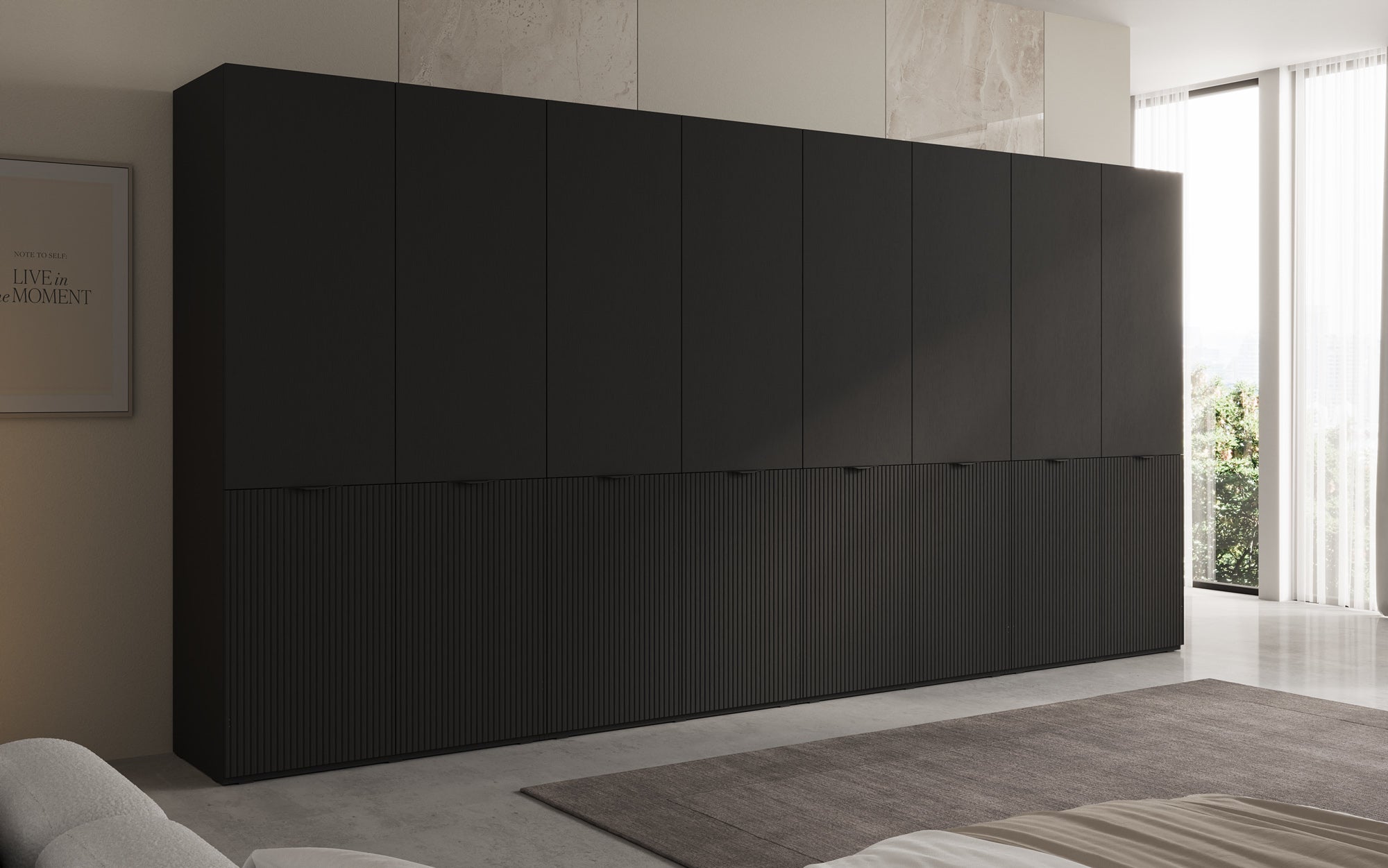 Modulo Faro XL – Viermodulige design-kledingkast met gestructureerd MDF-front