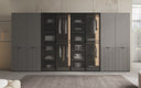 Moduro Rivon – Modulaire design kledingkast met geribbeld glasfront en structuurpanelen