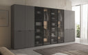 Moduro Rivon – Modulaire design kledingkast met geribbeld glasfront en structuurpanelen