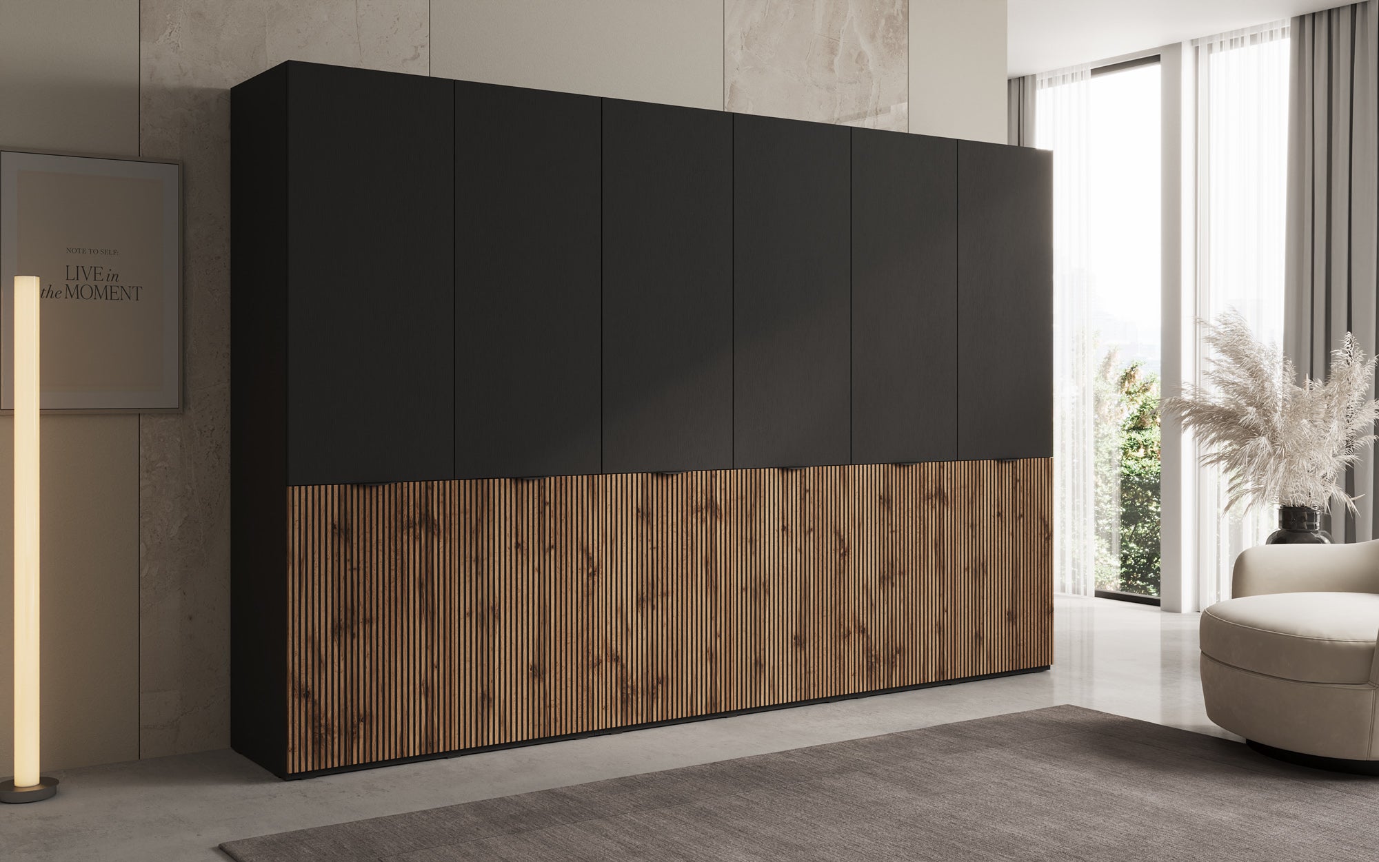 Modulo Naro Trio – Drievoudige design-kledingkast in Eiken Wotan