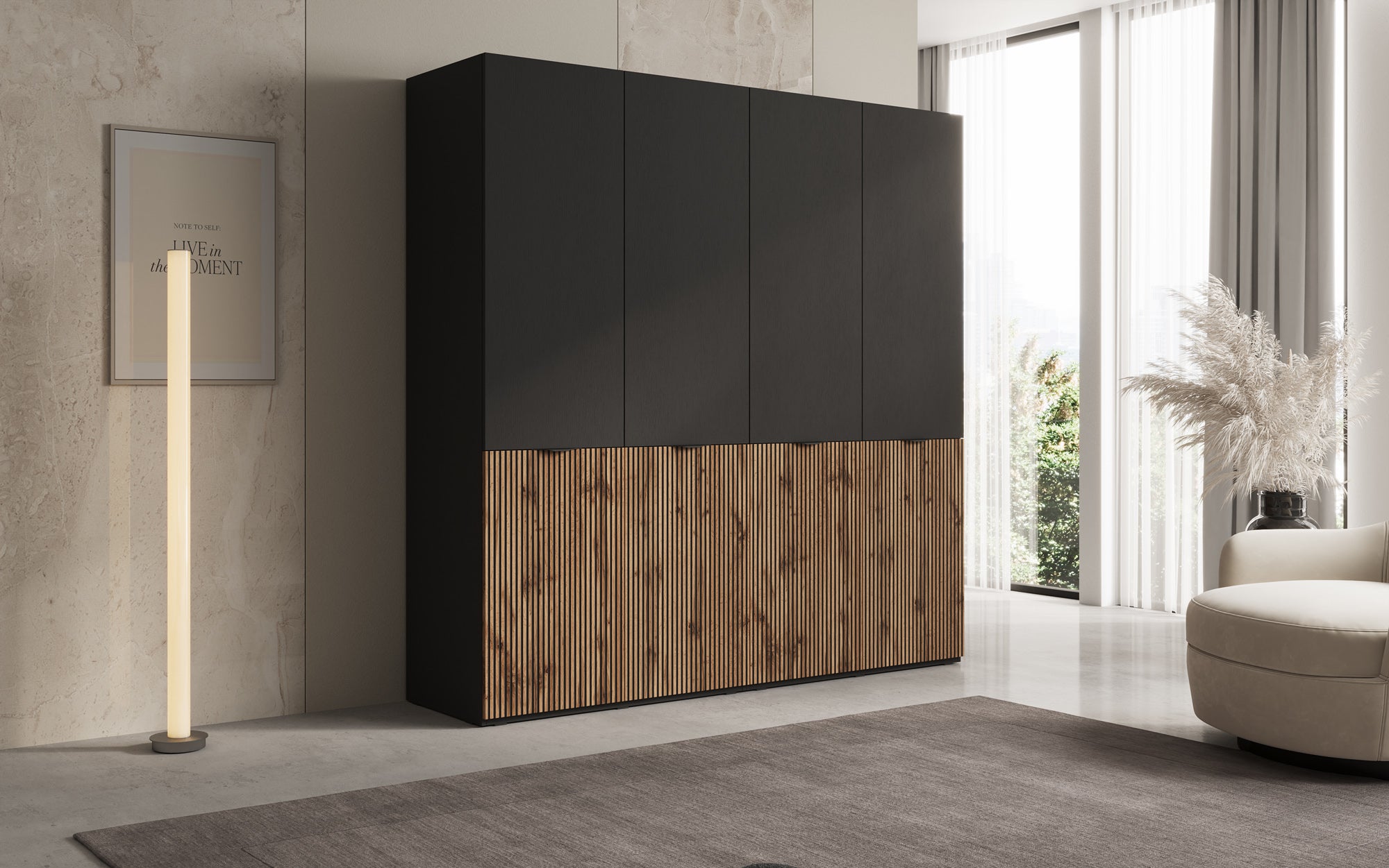 Modulo Naro Duo – Tweemodulige design-kledingkast in Eiken Wotan