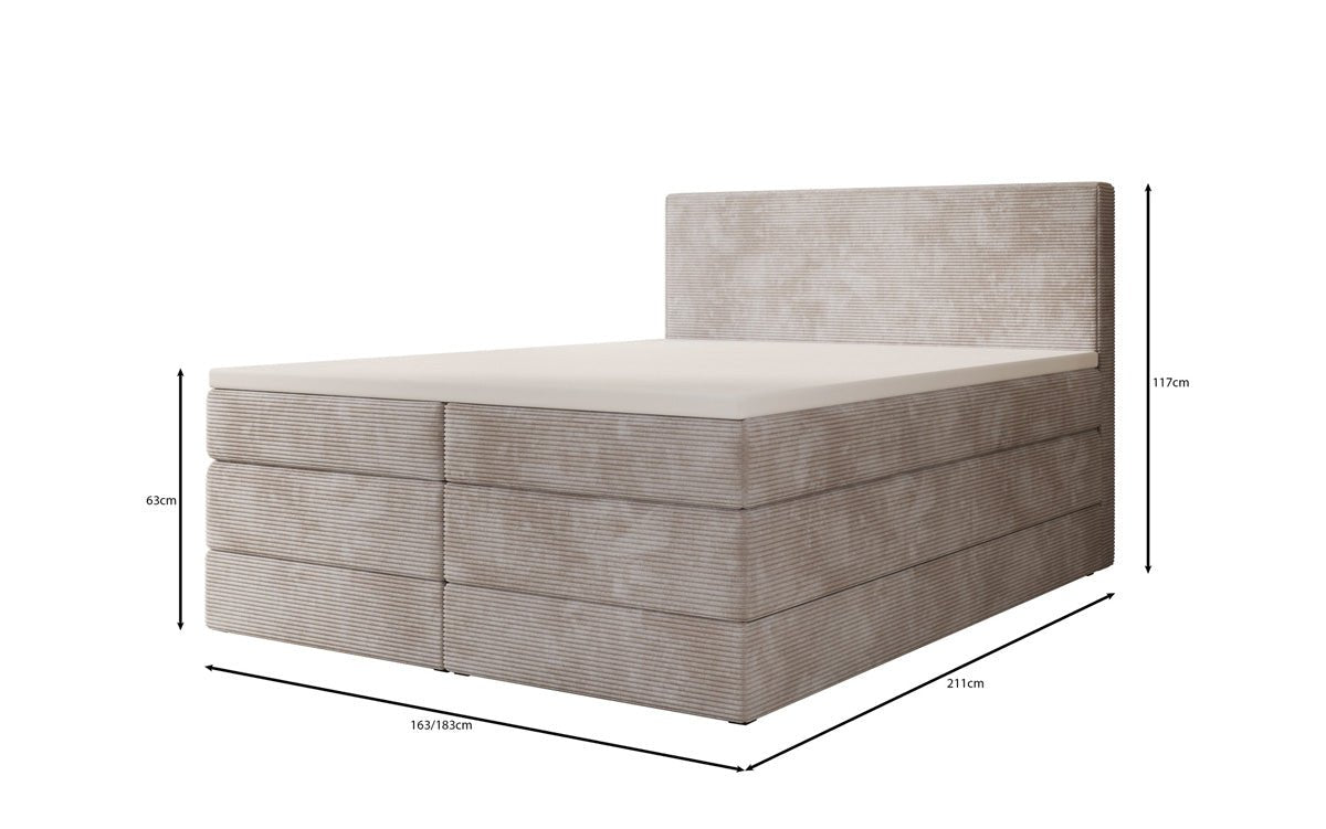 Lit boxspring Noren avec rangement en côtelé