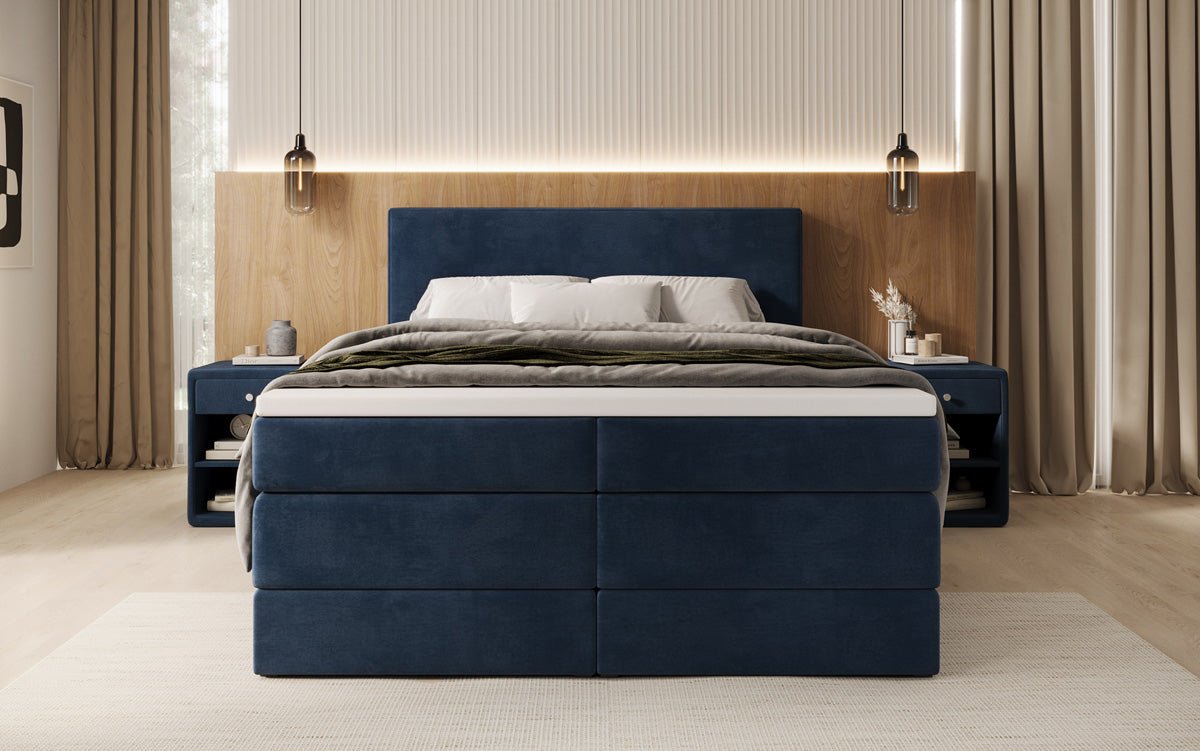 Boxspringbed Noren met opbergruimte in Fluweel