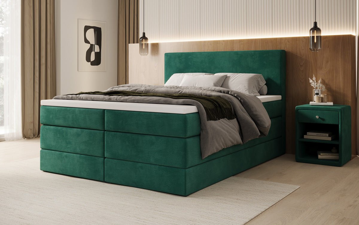 Boxspringbed Noren met opbergruimte in Fluweel