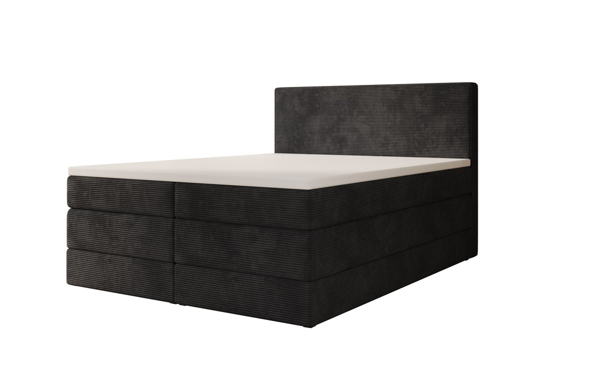 Lit boxspring Noren avec rangement en côtelé