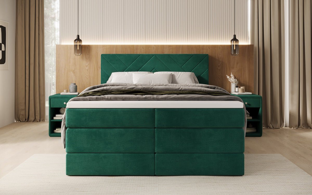 Boxspringbed Norella met opbergruimte in fluweel