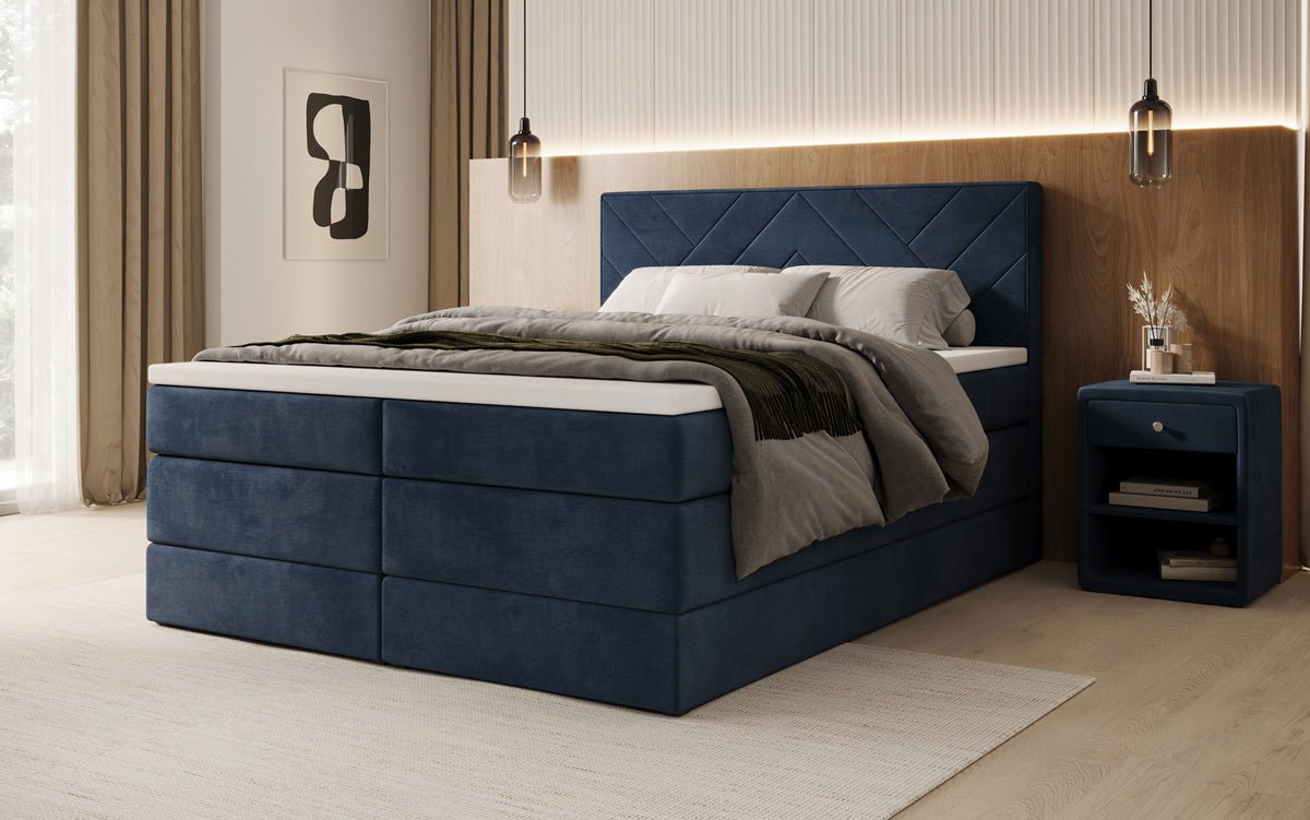 Boxspringbed Norella met opbergruimte in fluweel