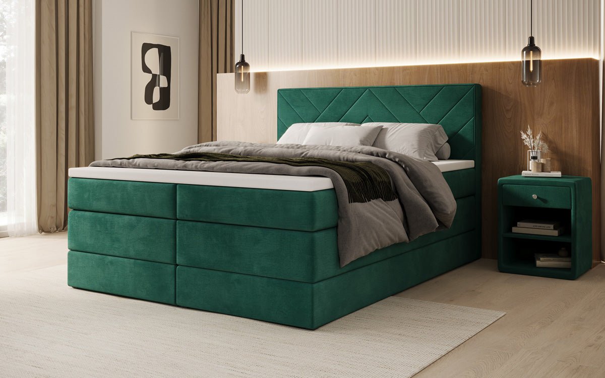 Boxspringbed Norella met opbergruimte in fluweel