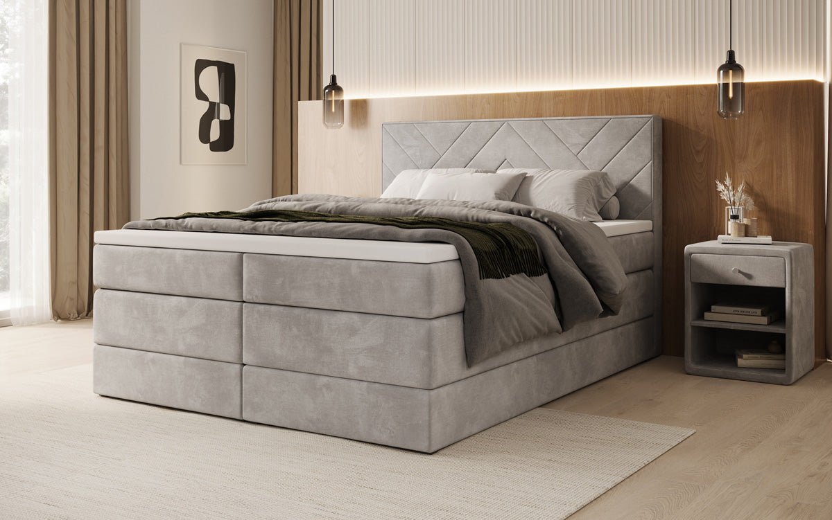 Boxspringbed Norella met opbergruimte in fluweel