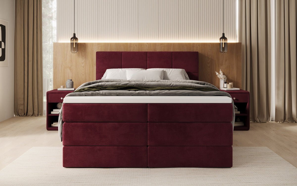 Boxspringbed Mareno met opbergruimte in fluweel