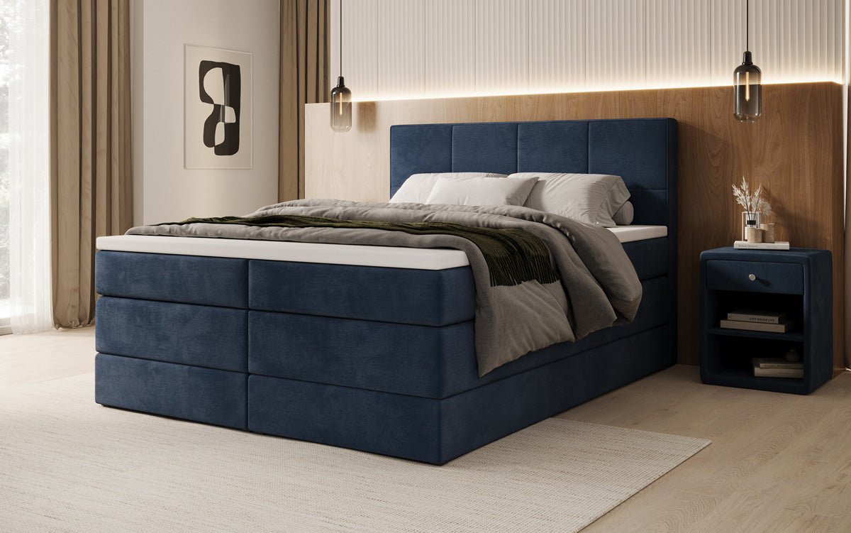 Boxspringbed Mareno met opbergruimte in fluweel