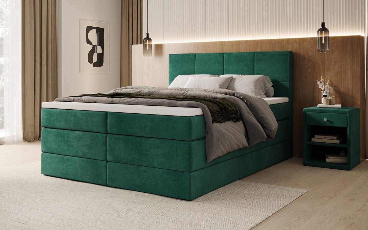 Boxspringbed Mareno met opbergruimte in fluweel