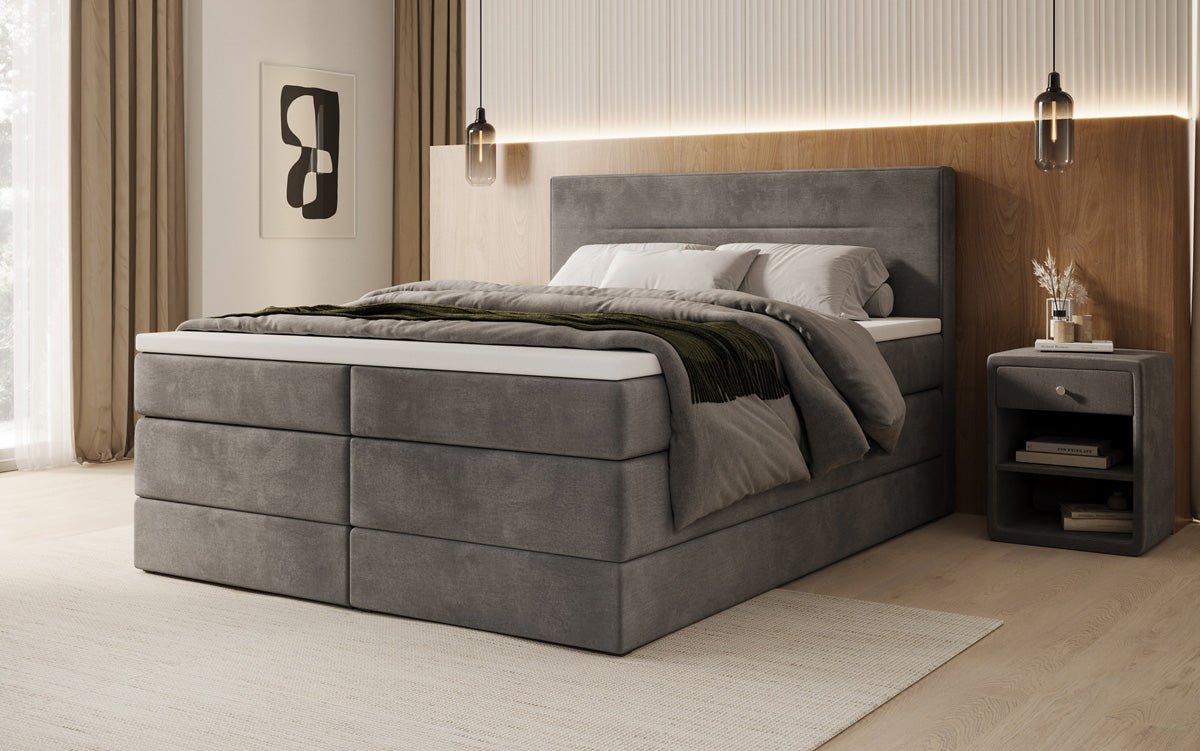 Boxspringbed Lavero met opbergruimte in Fluweel