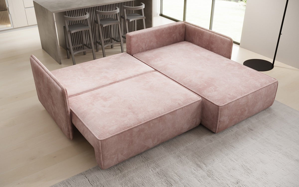 Designerbank Marlen met slaap- en klapfunctie in Ribstof