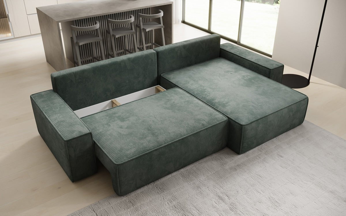 Designersofa Lunaro met slaap- en klapfunctie in ribstof