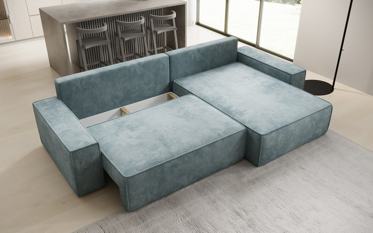 Designersofa Lunaro met slaap- en klapfunctie in ribstof