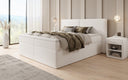 Boxspringbed Ophelia met laden in Teddystof Bouclé