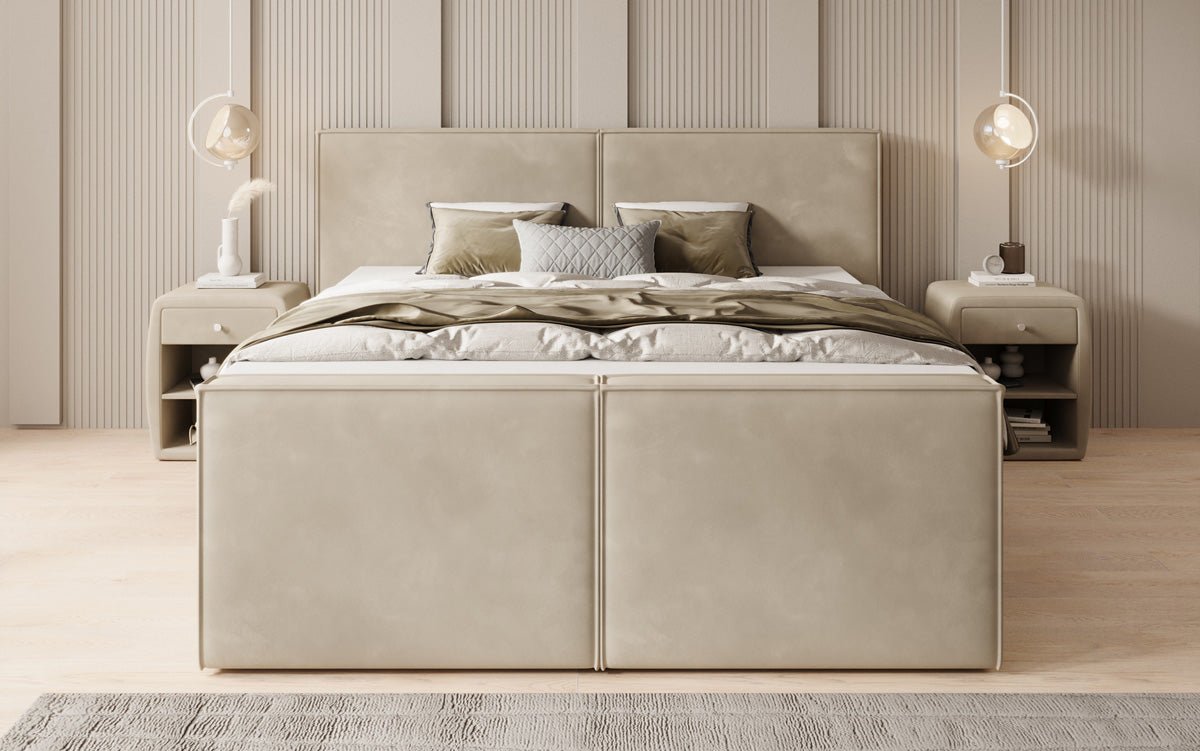 Boxspringbed Ophelia II met opklapbare opbergruimte in fluweel