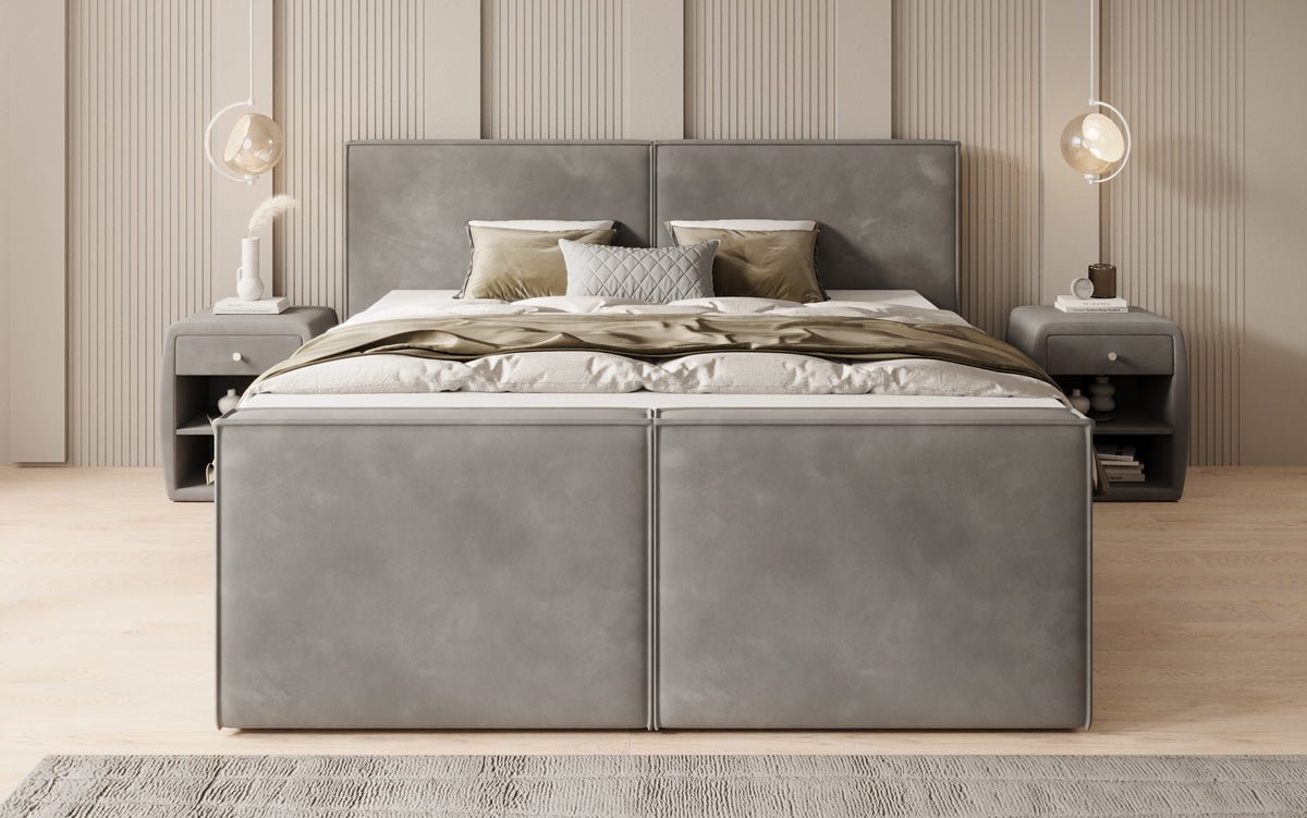 Boxspringbed Ophelia II met opklapbare opbergruimte in fluweel