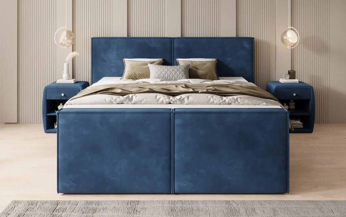 Boxspringbed Ophelia II met opklapbare opbergruimte in fluweel