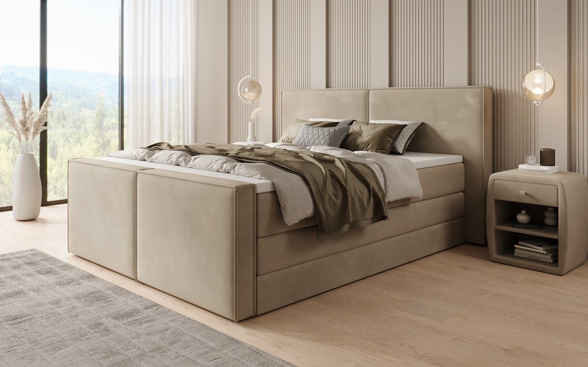 Boxspringbed Ophelia II met opklapbare opbergruimte in fluweel
