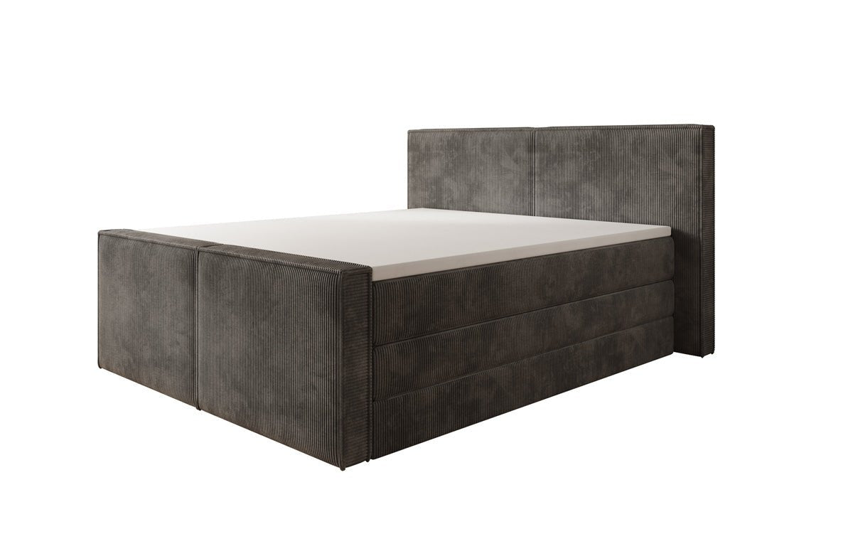 Boxspringbed Ophelia II met opklapbare opbergruimte in Ribstof