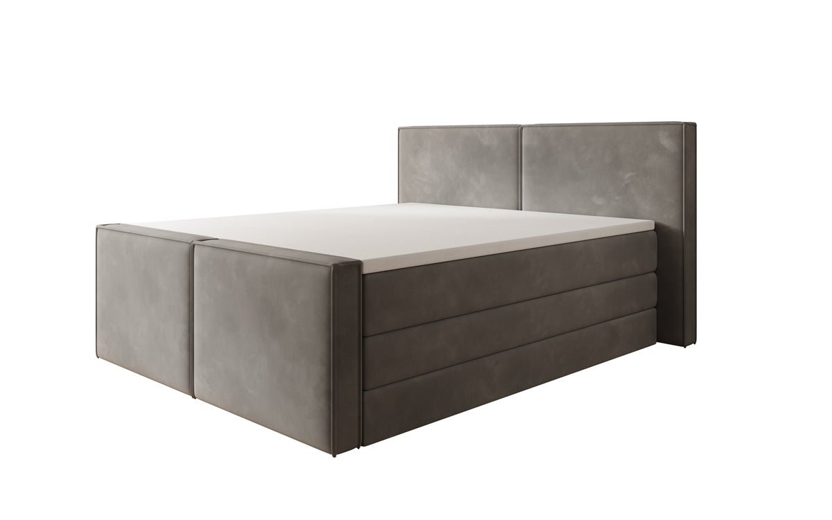 Boxspringbed Ophelia II met opklapbare opbergruimte in fluweel