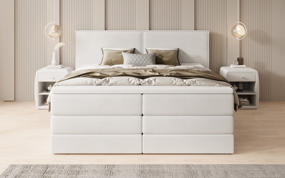 Boxspringbed Ophelia met opklapbare opbergruimte in fluweel