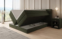 Boxspringbett Ophelia mit hochklappbarem Stauraum in Teddy Bouclé