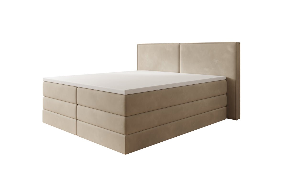 Boxspringbed Ophelia met opklapbare opbergruimte in fluweel