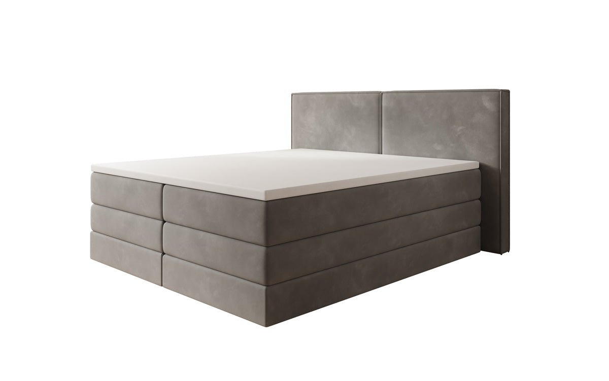 Boxspringbed Ophelia met opklapbare opbergruimte in fluweel