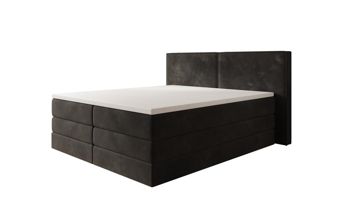 Boxspringbed Ophelia met opklapbare opbergruimte in fluweel