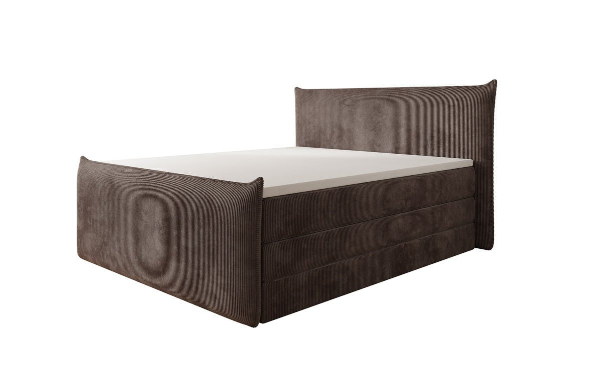 Boxspringbed Liana II met opklapbare opbergruimte in Ribstof