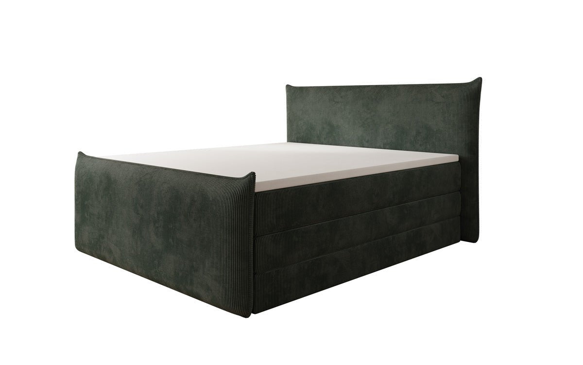 Boxspringbed Liana II met opklapbare opbergruimte in Ribstof
