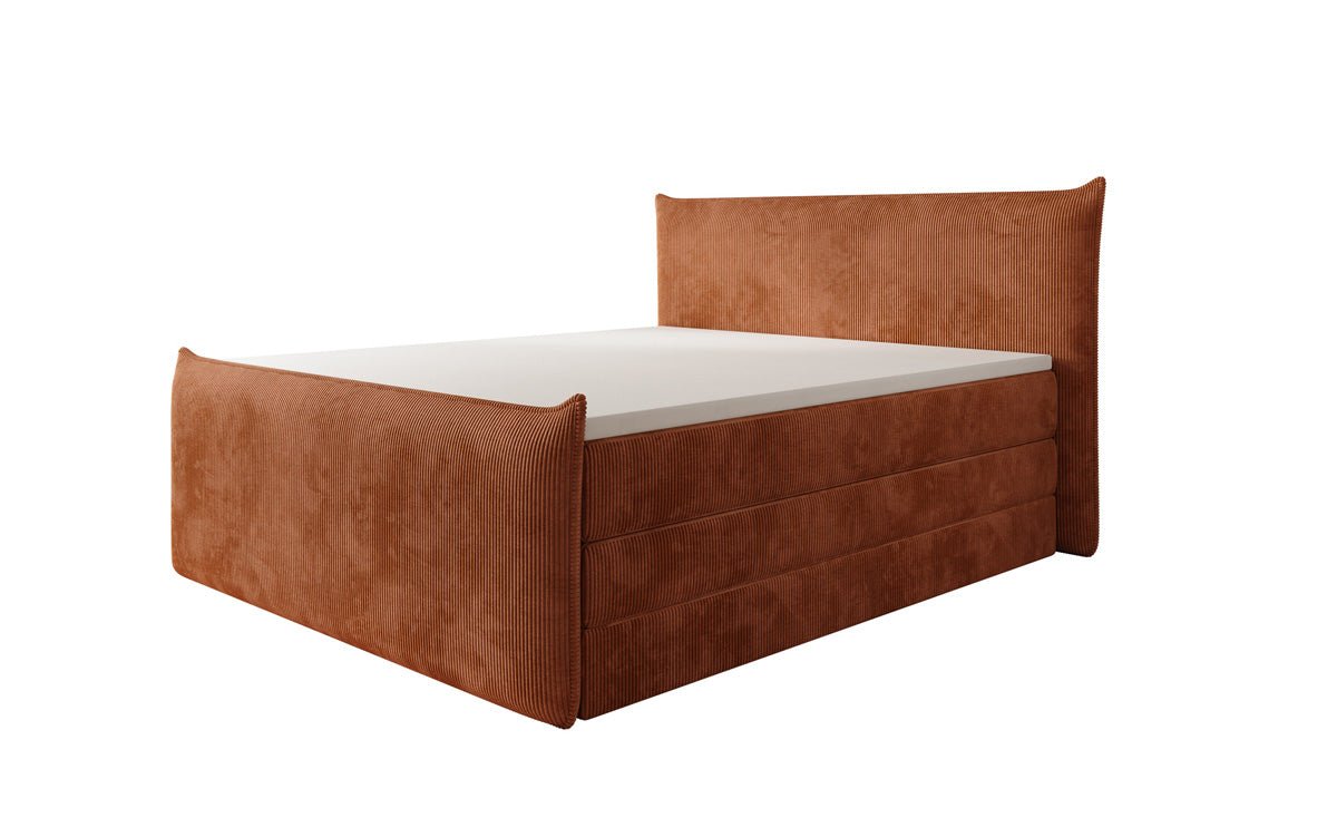 Boxspringbed Liana II met opklapbare opbergruimte in Ribstof