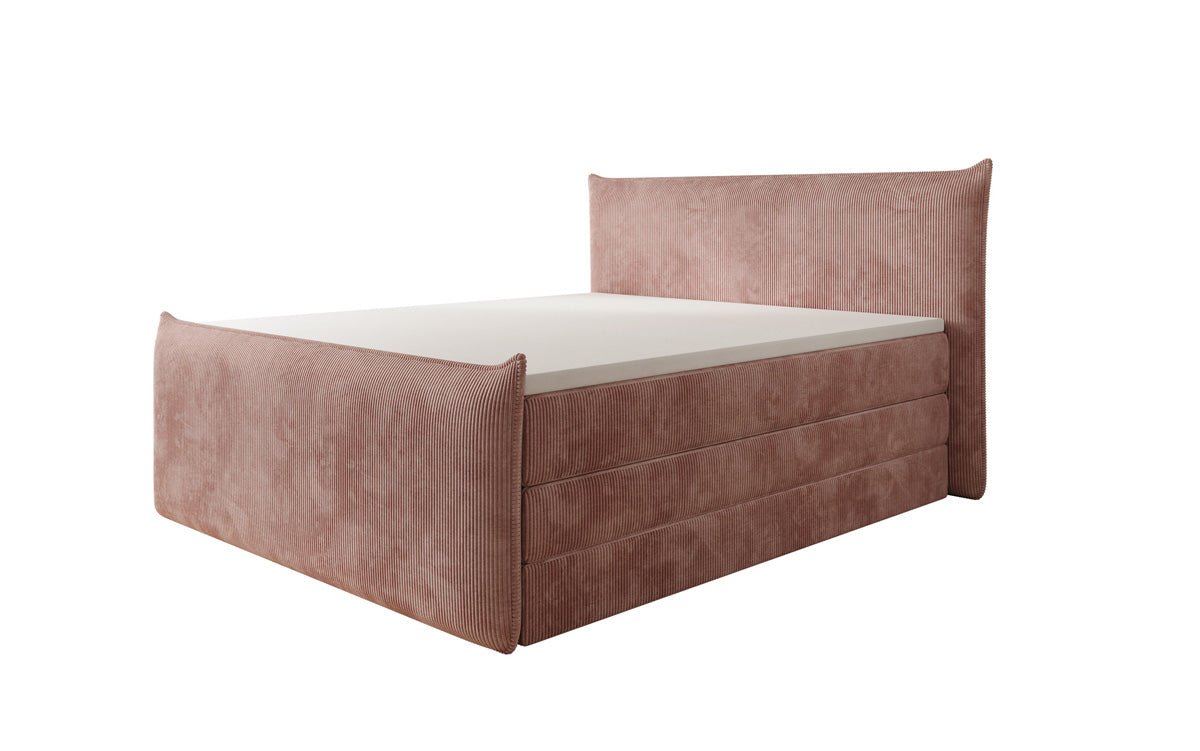 Boxspringbed Liana II met opklapbare opbergruimte in Ribstof